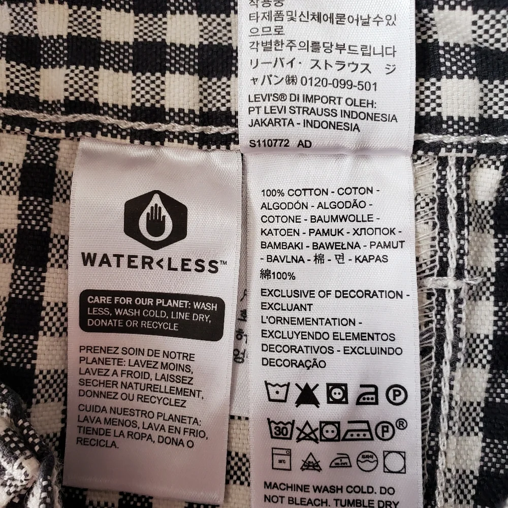 🆕️Levi's Plaid Checker Print Black Gray White Cotton A-Line Skirt SZ 25 - Picture 9 of 11